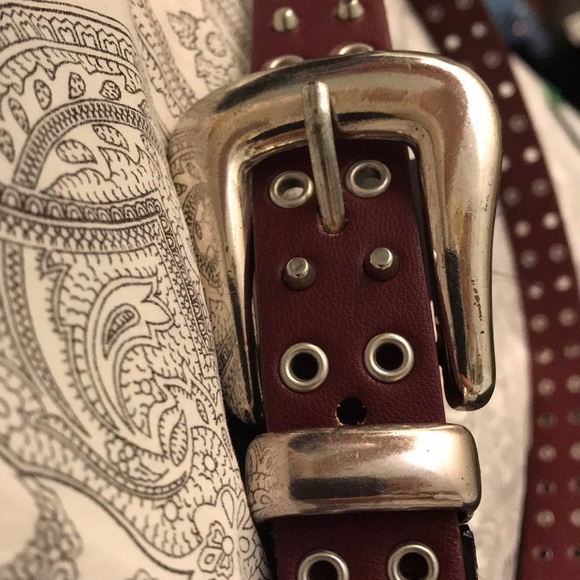 Zara Red Double Buckled and Studded Belt - Picture 5 of 5